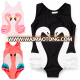 2017 Hot sale baby girls swan printed swimwear with hat suit